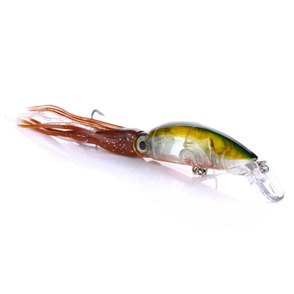 HENGJIA JIZ002 10cm/16.6g 8 PCS Big Octopus Squid Shaped Hard Baits Long Shot Fishing Lures Tackle Baits Fit Sea Fishing and Freshwater Fishing,Boxed