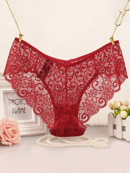 High elasticity floral knit nylon sexy panties