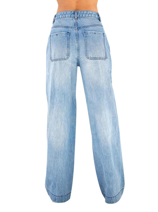 High-rise loose-fitting wide-leg women's jeans