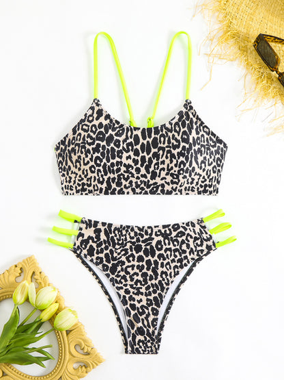 Leopard print two piece sexy swimsuit