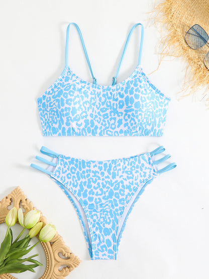 Leopard print two piece sexy swimsuit