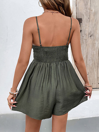 Suspender lace patchwork jumpsuit