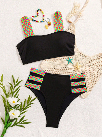 Multicolor mixed style braided bikini