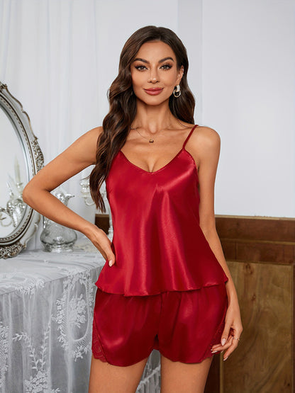 Suspender lace shorts thin pajamas set