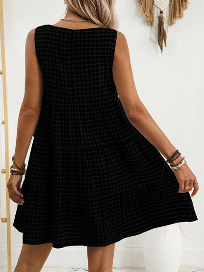Women's Loose Casual Sleeveless Plaid Dress