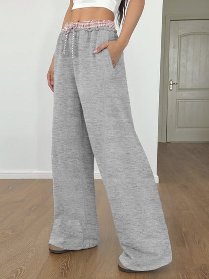 New contrast color stitching straight trousers casual pants