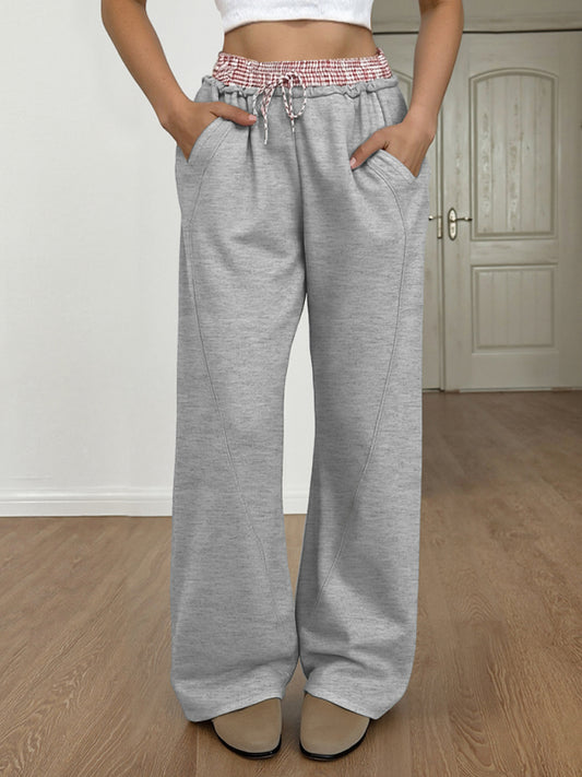 New contrast color stitching straight trousers casual pants